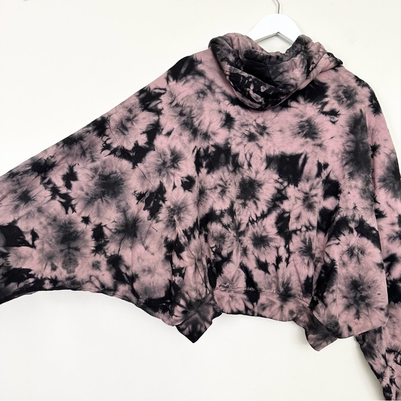 Young Fabulous & Broke Raissa Pink Black Tie Die Hoodie Snap Button Sleeves - Picture 9 of 12